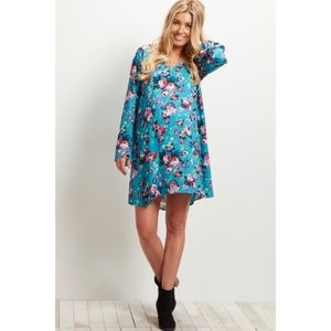 PINKBLUSH | Teal Long Sleeve floral dress